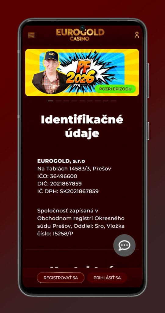 mobilná podpora kasína eurogold